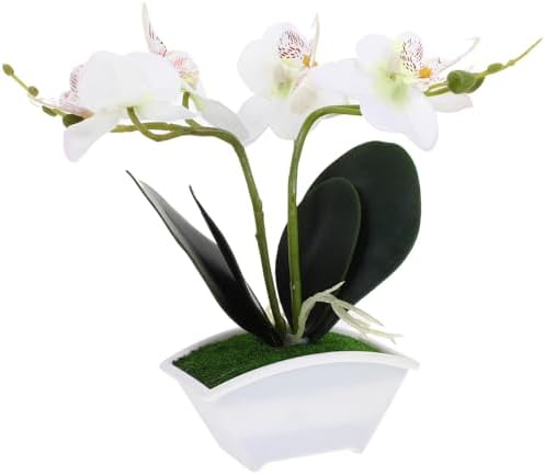 POPETPOP Artificial Orchid Flowers in Ceramic Pot White
