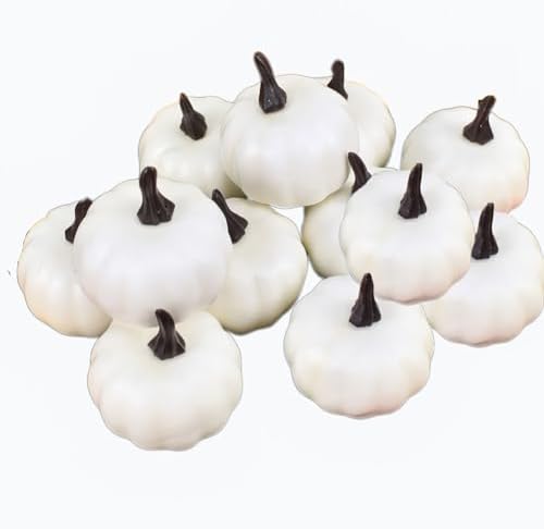 YUNXIASW Artificial White Pumpkin 12PCS Foam Fall Decor