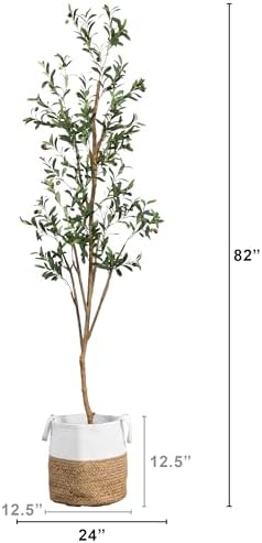 Nearly Natural 7FT Artificial Olive Tree with Jute Basket