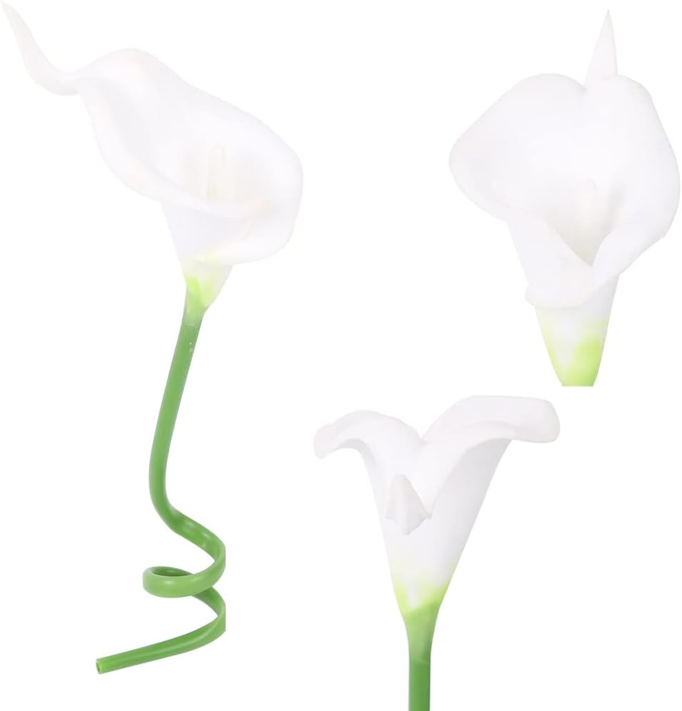 IPOPU 24PCS Artificial Calla Lily Flowers Real Touch White