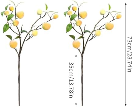 NFNSIG Artificial Peach Tree Branches with Peaches and Green Leaves