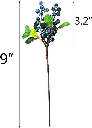 Mistari Artificial Blueberry Stems 20 Pack for Decor