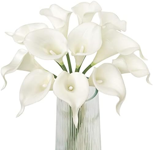 Letjolt White Calla Lily Artificial Flowers Bouquet 12Pcs