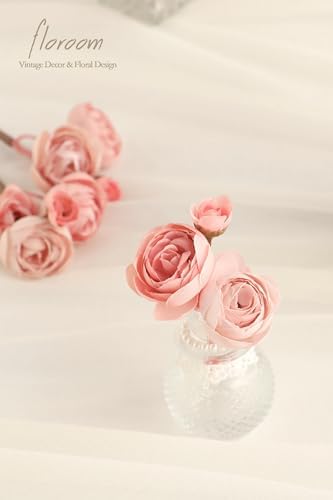 Floroom Dusty Rose Mini Ranunculus Artificial Flowers 18 Pcs