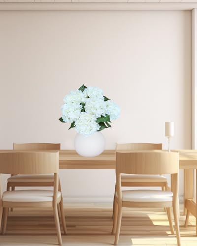 6PCS Premium White Hydrangea Artificial Flowers Bouquets