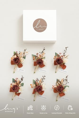 Lings Moment Terracotta Orange Boutonniere Set 1