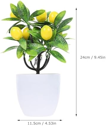 PRETYZOOM 2pcs Artificial Lemon Tree 24cm Potted Plant