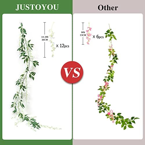 JUSTOYOU 3PCS 7FT Artificial Wisteria Garland White