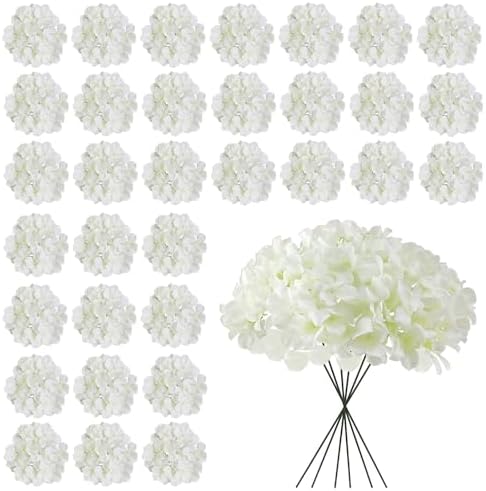White Hydrangea Artificial Flowers Bulk 30 Pcs