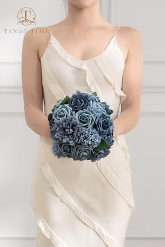 TINGE TIME Artificial Flowers Combo Dusty Blue Roses