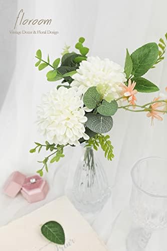 Floroom Artificial Dahlia Flowers 25pcs Ivory Foam Fake Roses