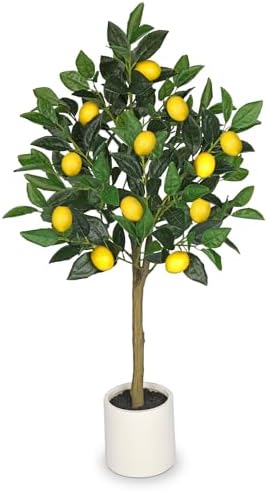 3 Ft Artificial Lemon Trees Indoor with White Ceramic Pot