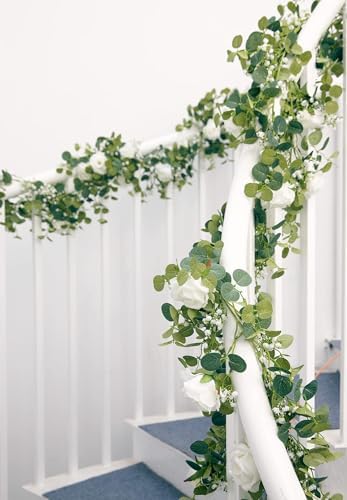 Annas Whimsy 591FT Artificial Eucalyptus Garland with Flowers