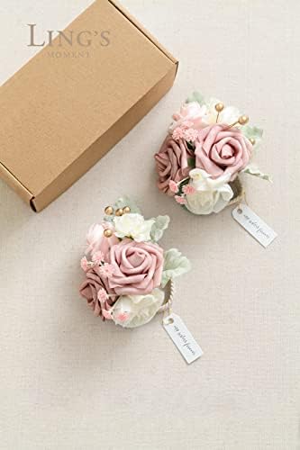 Lings Moment 2 Pcs Dusty Rose Wrist Corsage Artificial Flowers