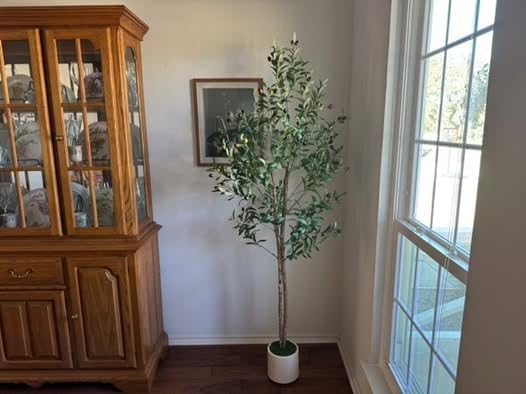GAOMON 6ft Artificial Olive Tree with White Pot 2pcs