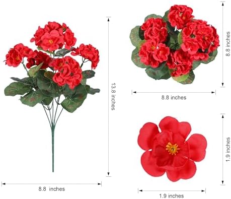HyeFlora Artificial Geraniums for Outdoor Decoration