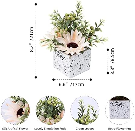 Jusdreen Artificial Flower Peony Eucalyptus Leaf Ceramic Pot Decor