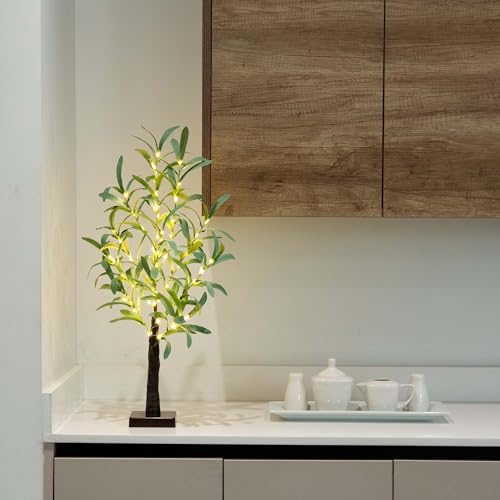 Nearly Natural 2-Foot Artificial Olive Tree with LED Lights