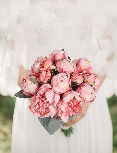 Vintage Pink Peonies Artificial Flowers 2 Bouquets