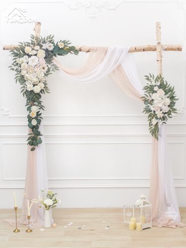 BMQDSM Deluxe Wedding Arch Flowers Set of 4 White