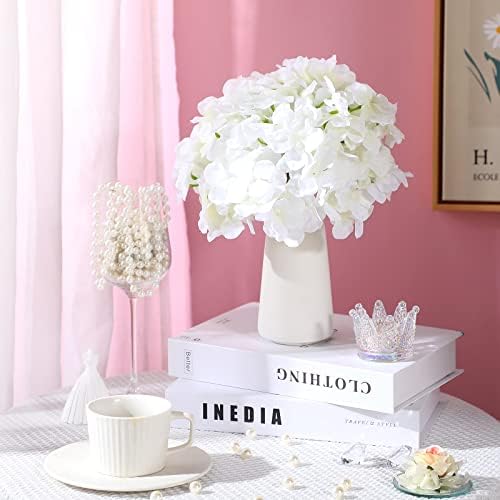 Zeyune 200 Pcs White Artificial Hydrangeas with Stems