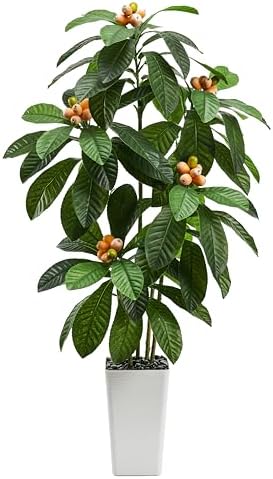 Realistic Artificial Loquat Tree with Lifelike Fruits 5FT White