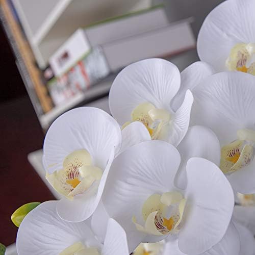 Fnize Artificial Orchid Real Touch 38 Inches 2pcs White