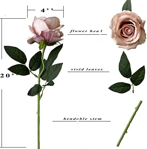 UKELER 12 Pcs Artificial Silk Rose Bouquet with Long Stems
