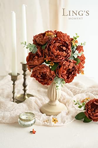 Lings Moment Burnt Orange Peonies Artificial Flowers 16pcs