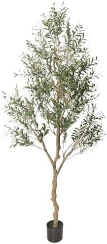 Phimos Artificial Olive Tree 7FT Fake Potted Plant with Planter