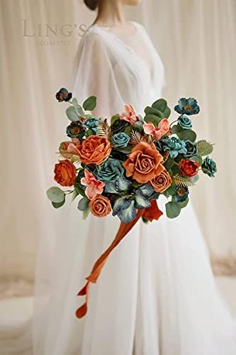 Lings Moment Artificial Roses 25Pcs 3 Inch Teal Shades