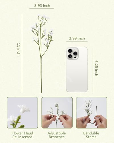 24Pcs Artificial Babys Breath Flowers for Wedding Decor DIY