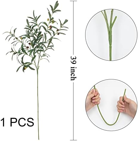SHACOS 6 Piece Artificial Olive Branches for Vases
