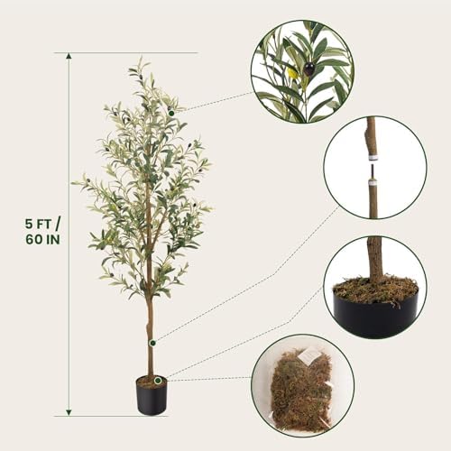 Lush Artificial Olive Tree 5FT Tall 1Pack