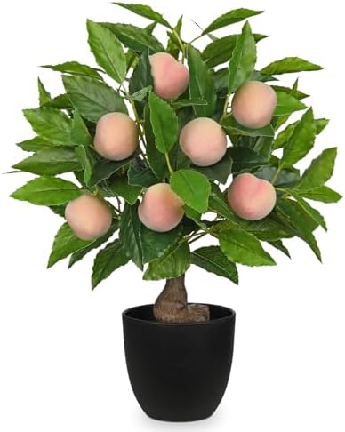 Oairse Artificial Peach Tree 157 Inch with Black Pot
