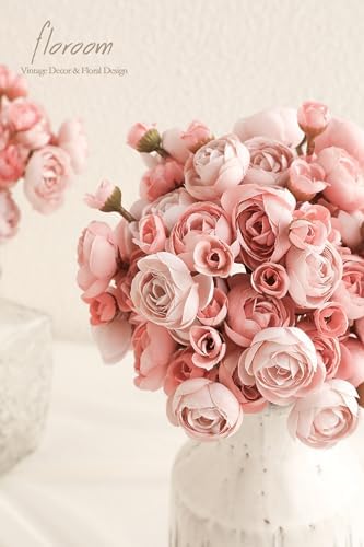 Floroom Dusty Rose Mini Ranunculus Artificial Flowers 18 Pcs