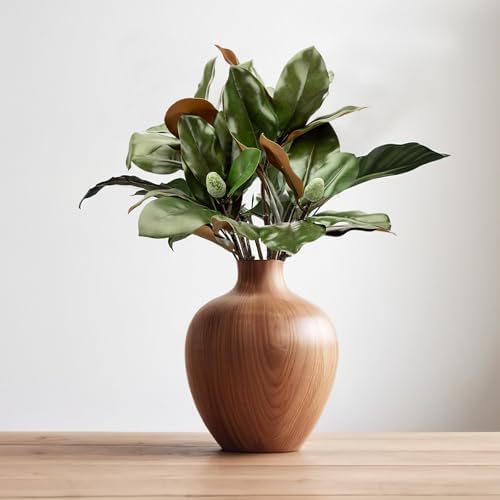 2 Pcs Magnolia Artificial Leaves Branches with Fruit 32 Inch 3D Real Touch