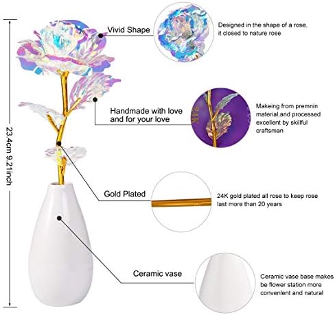 Artificial Rose Flowers with Ceramic Vase for Women