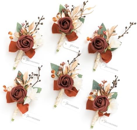 Lings Moment Terracotta Orange Boutonniere Set 1