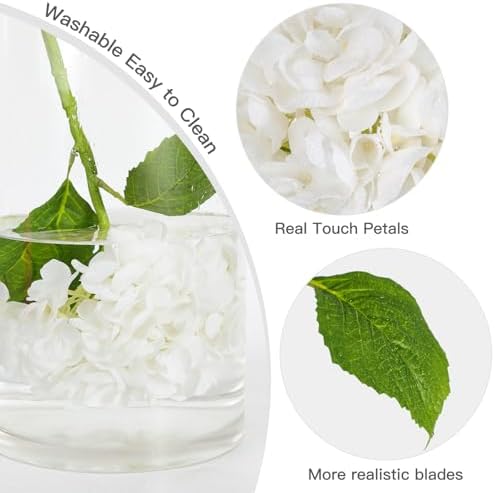 Nubry 2244In White Hydrangea Artificial Flowers 4Pcs