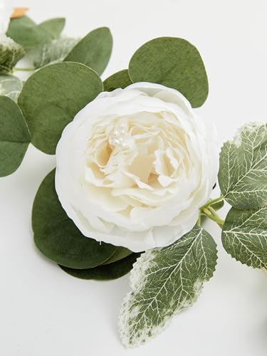 MISSPIN Artificial Flower Garland with Peonies and Roses