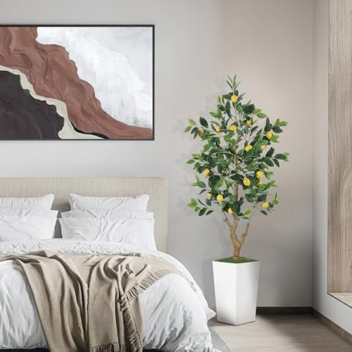 5FT Artificial Lemon Tree with Pot - Tropical Decor