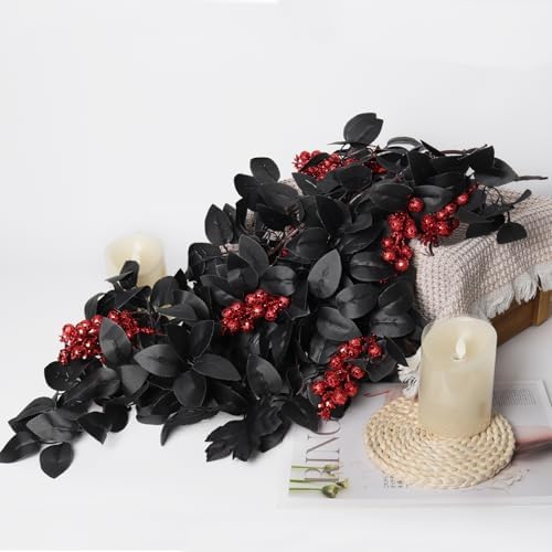 Black Maple Leaf Garland Halloween Decor Set 2 Pcs