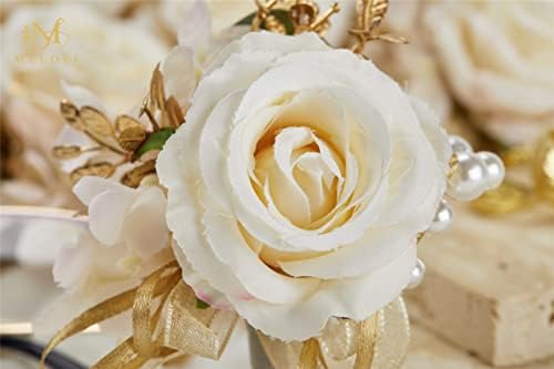 Meldel Champagne Boutonniere Set of 6 for Groom Best Man
