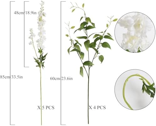 IPOPU Artificial Delphinium Flowers 9PCS for Wedding Home Decor