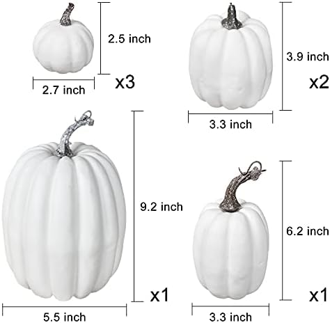 DearHouse 7Pcs Artificial White Pumpkin Fall Decor Set