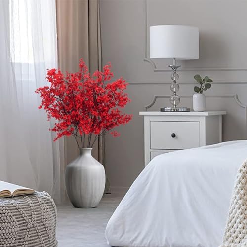AILANDA 6 Pack Babys Breath Artificial Flowers Red 394 Inch Long Stems