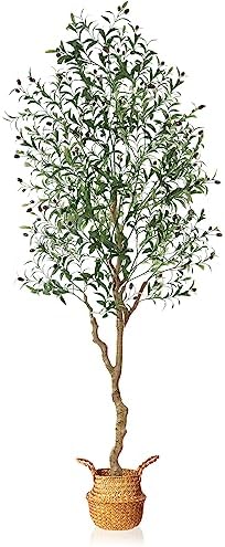 MOSADE 7 Feet Artificial Olive Tree with Seagrass Basket