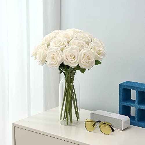 15PCS Ivory Roses Artificial Flowers for Wedding Decorations