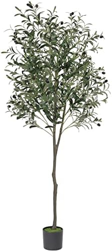 VIAGDO 6ft Artificial Olive Tree with Planter Decor
